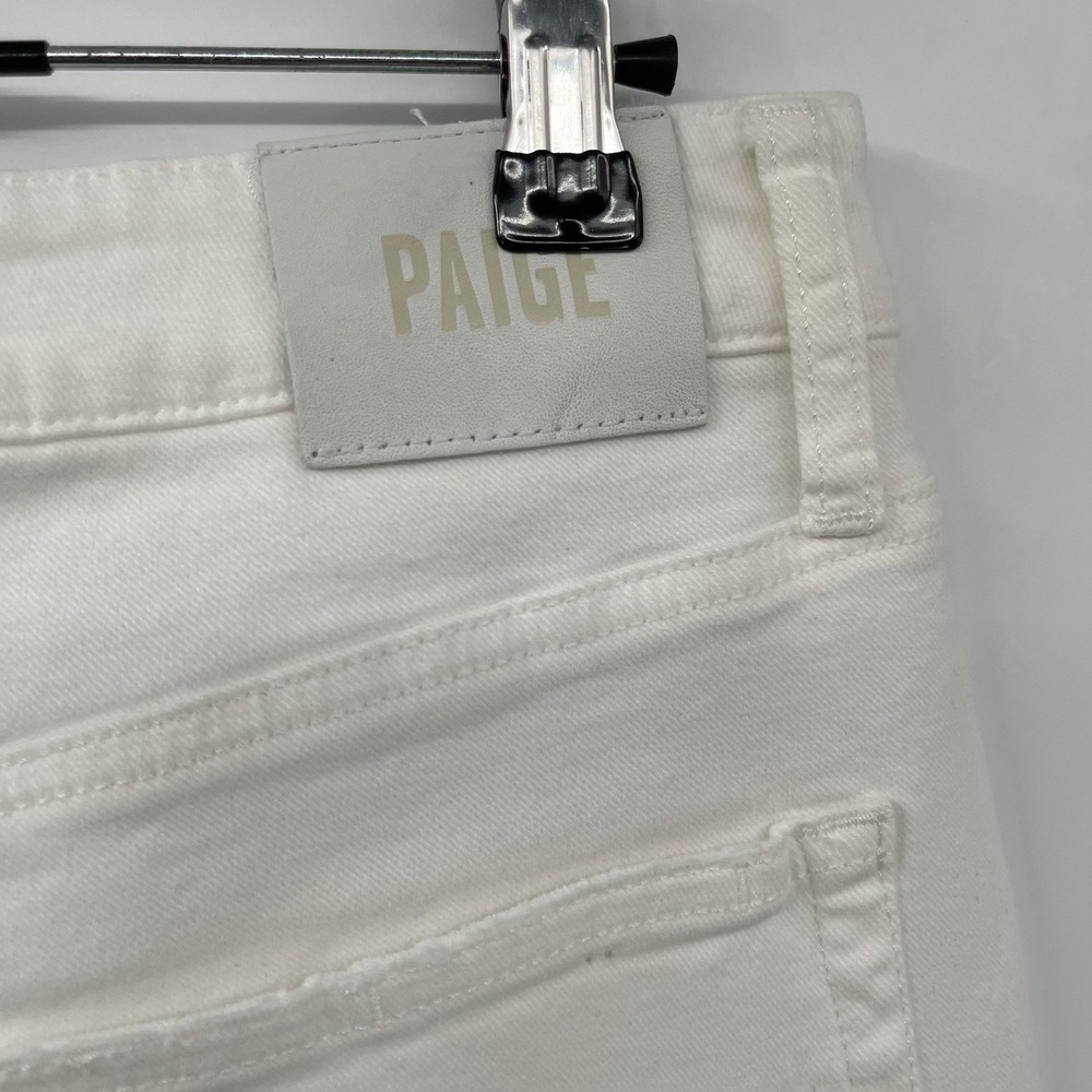 Paige High Rise Straight Leg Jeans Distressed White Denim Size 31 - Picture 4 of 8